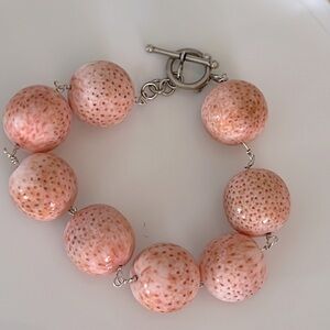 Glass Bead and Sterling Bracelet